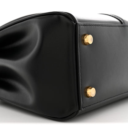Satinated Calfskin Small 16 Top Handle Bag Black