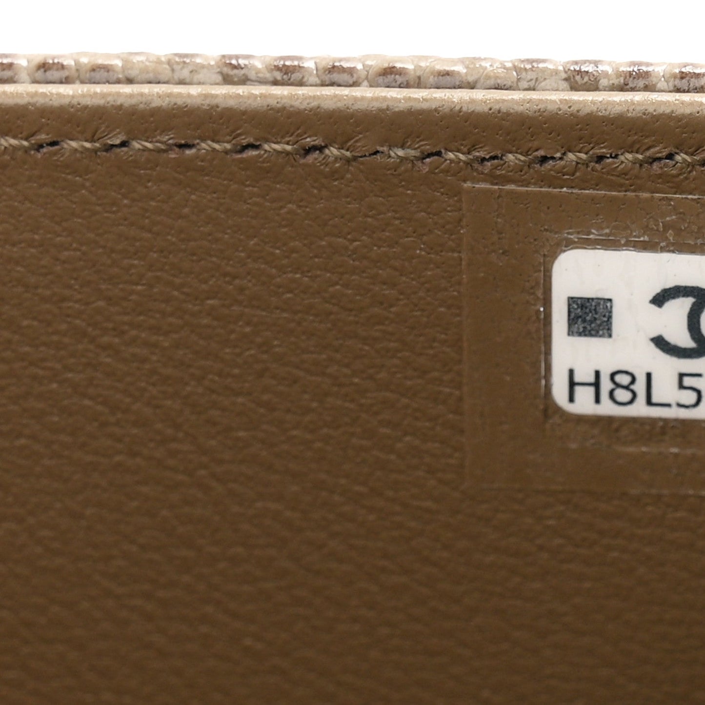 Calfskin Lizard Embossed Clutch With Chain Dark Khaki