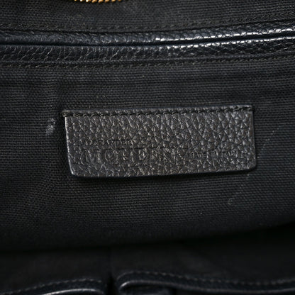 Pebbled Calfskin Large Skull Padlock Zip Around Tote Black