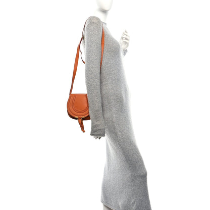 Grained Calfskin Small Marcie Saddle Bag Wood Rose