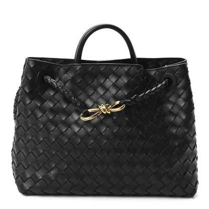 Nappa Intrecciato Medium Andiamo Shoulder Bag Black