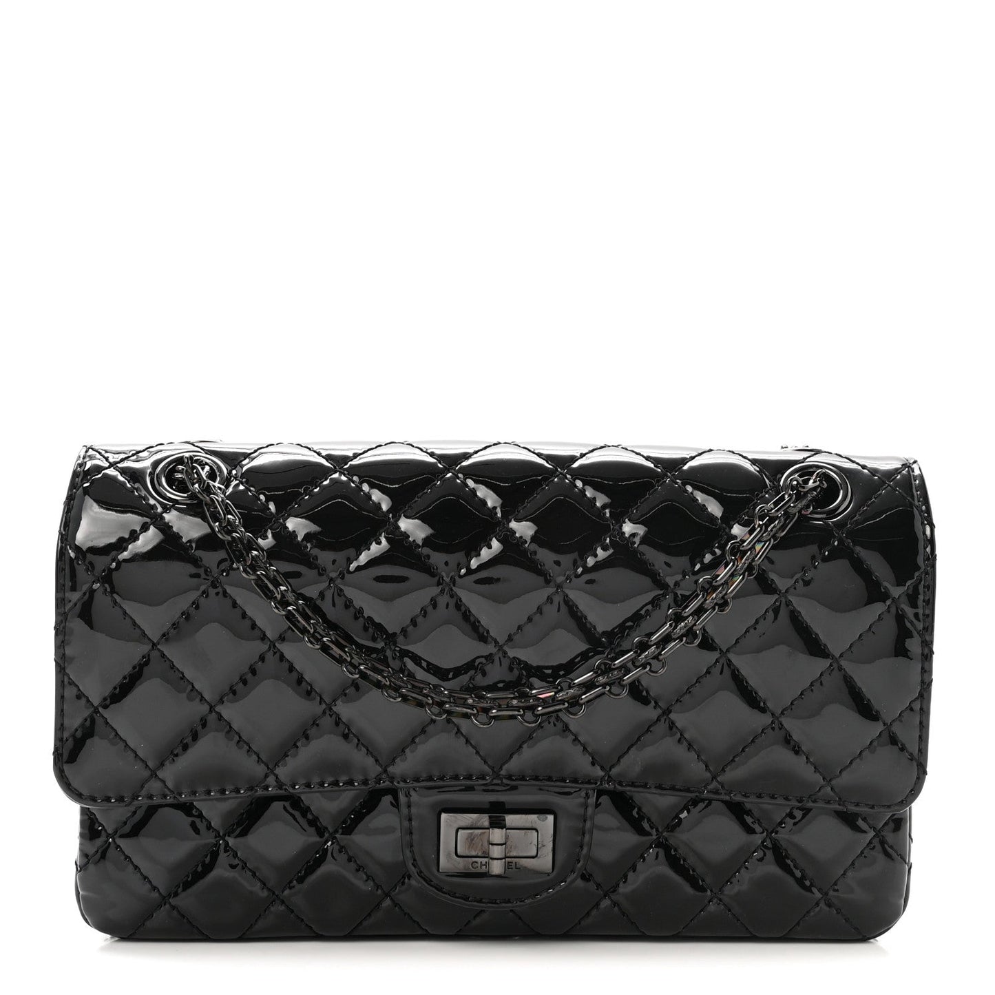 Patent Calfskin Quilted 2.55 Reissue 225 Flap So Black