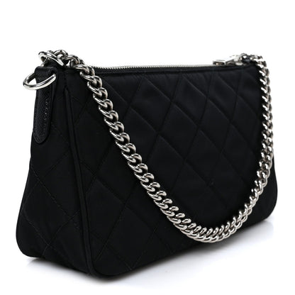 Nylon Tessuto Impuntu Quilted Crossbody Bag Black