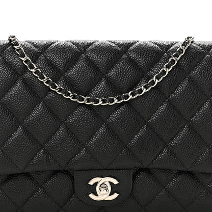 Caviar Quilted Clutch With Chain Flap Black