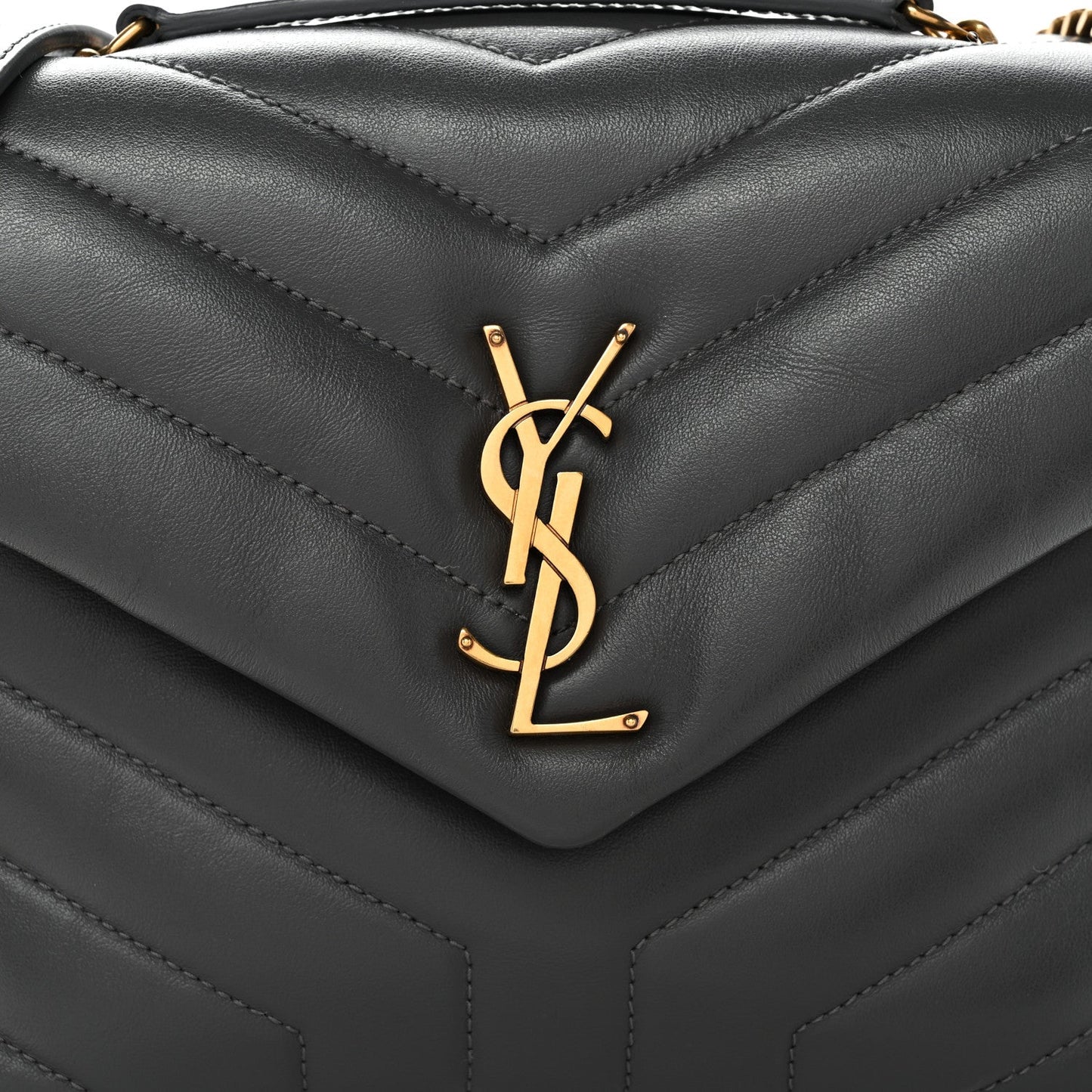 Calfskin Y Quilted Monogram Small Loulou Chain Satchel Storm