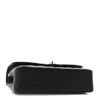 Caviar Quilted Medium Double Flap Black