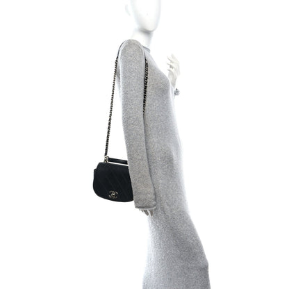 Calfskin Stitched Small Ring My Bag Flap Crossbody Bag Black