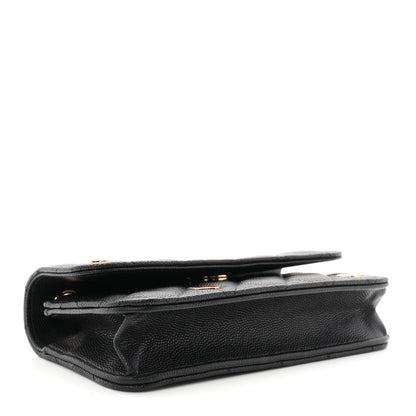Caviar Quilted Enamel Coco Casino Flap Phone Holder With Chain Black