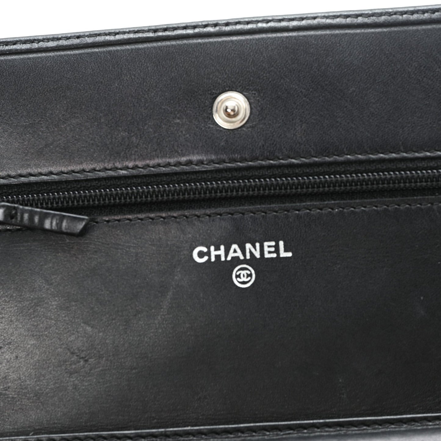 Calfskin Quilted Cambon Wallet on Chain WOC Black