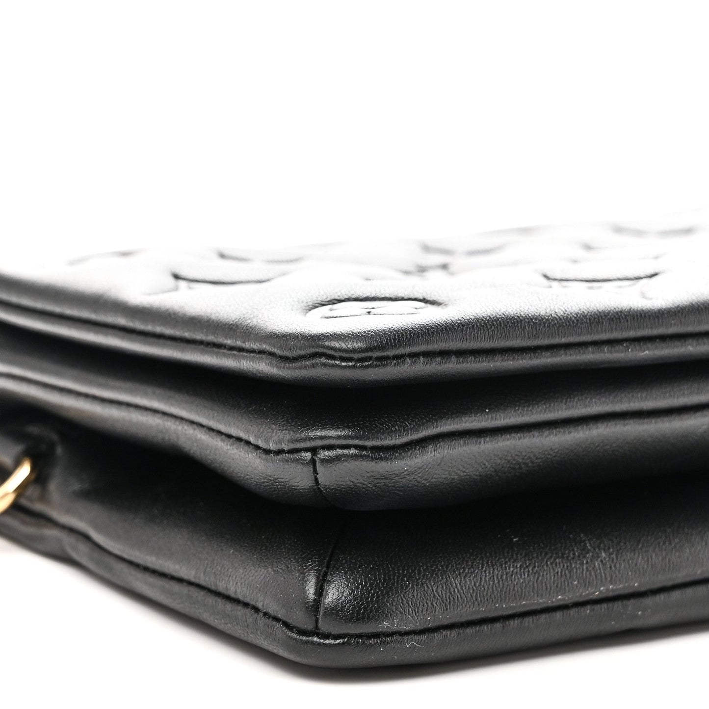 Lambskin Embossed Monogram Pochette Coussin Black