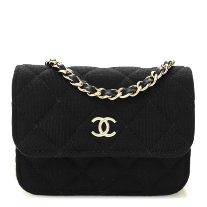 Jersey Quilted Micro Mini Flap Black