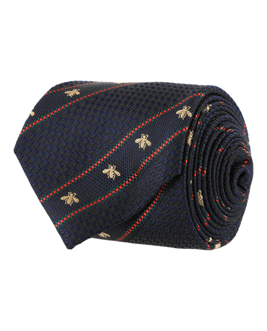 Gucci Mens Bee and Web Silk Jacquard Tie