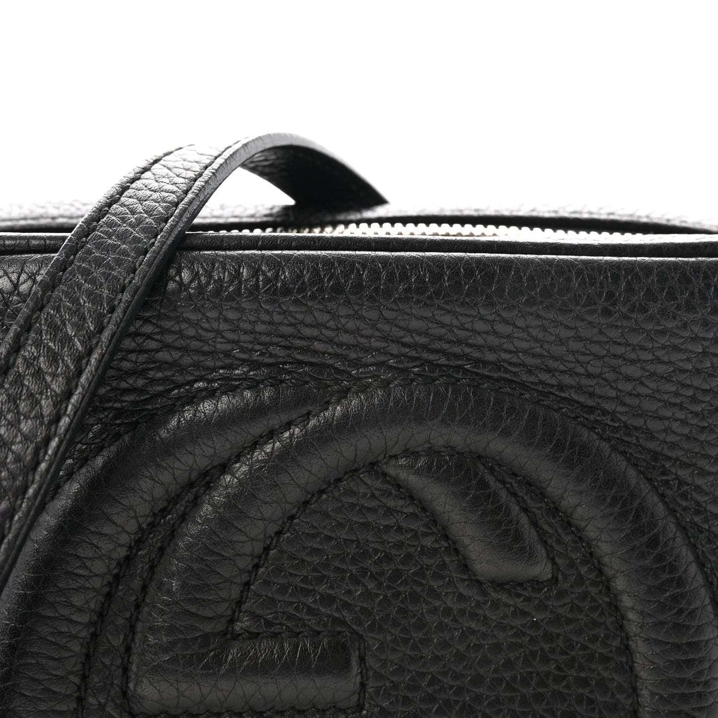 Pebbled Calfskin Small Soho Disco Bag Black