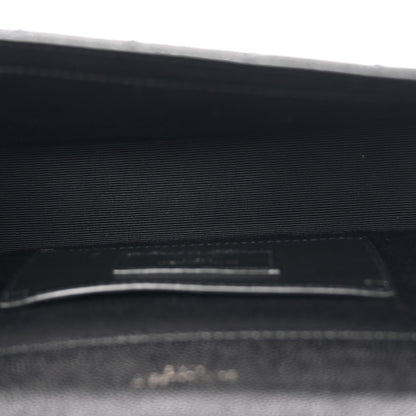 Grain De Poudre Textured Mixed Matelasse Triquilt Small Monogram Monochrome Satchel Black