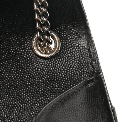 Grain De Poudre Textured Mixed Matelasse Triquilt Small Monogram Satchel Black