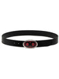 Ferragamo Men's Oval Ganigini Buckle Leather Belt, Black, 110