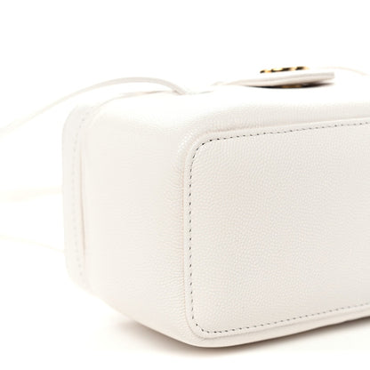 Shiny Caviar Preppy Coco Long Vanity With Strap White