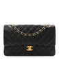 Lambskin Quilted Medium Double Flap Black