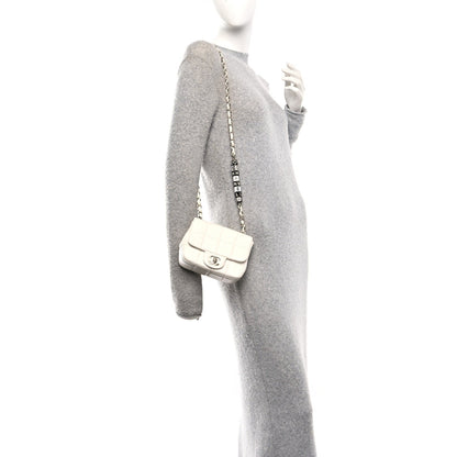 Lambskin Resin Crystal Square Quilted Monacoco Mini Square Flap White