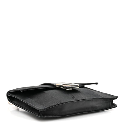 Recycled Nylon Vitello Grace Light Pequin Baguette Belt Pouch Black