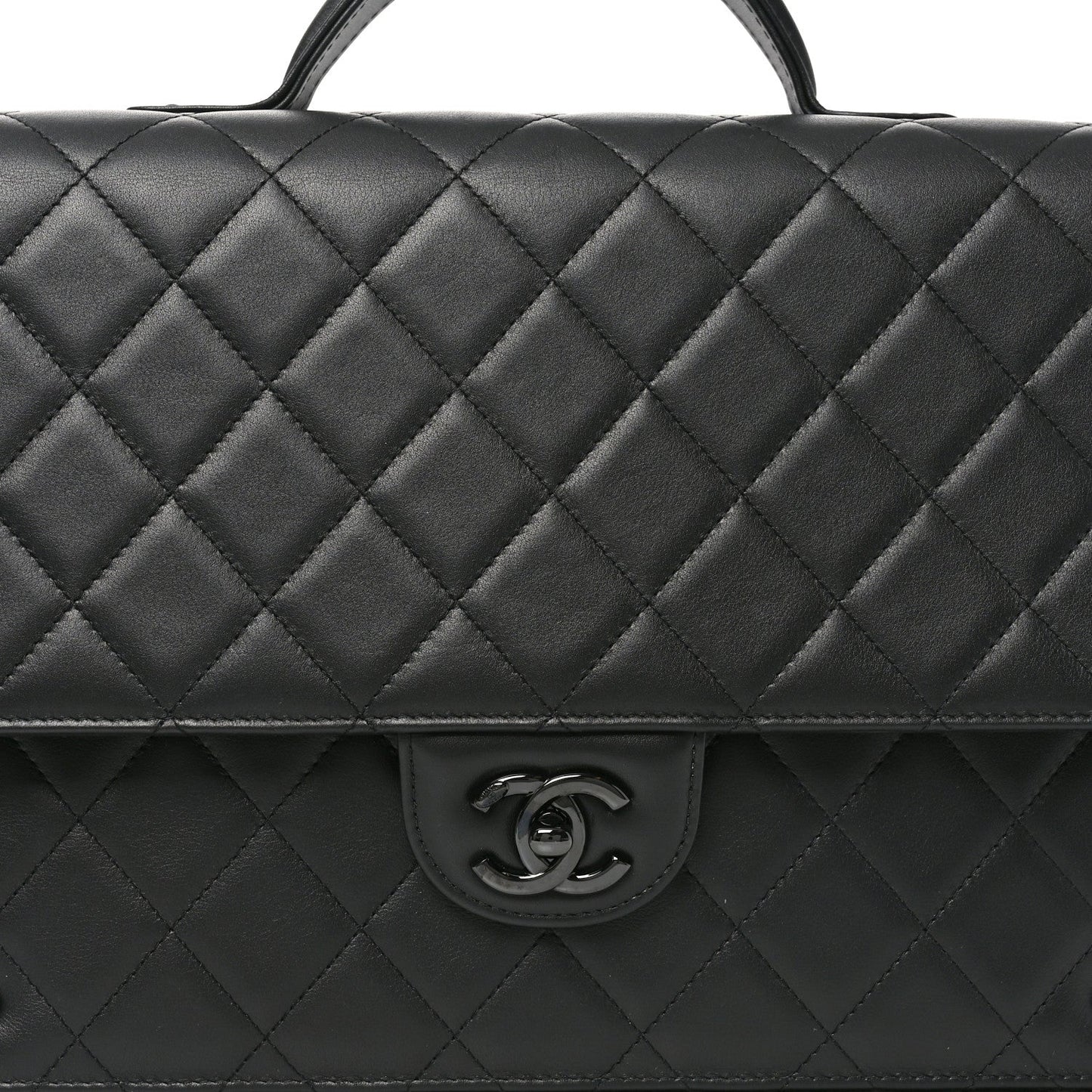 Lambskin Quilted Briefcase Satchel So Black