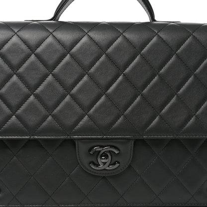 Lambskin Quilted Briefcase Satchel So Black