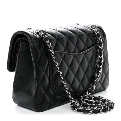 Lambskin Quilted Small Double Flap Black
