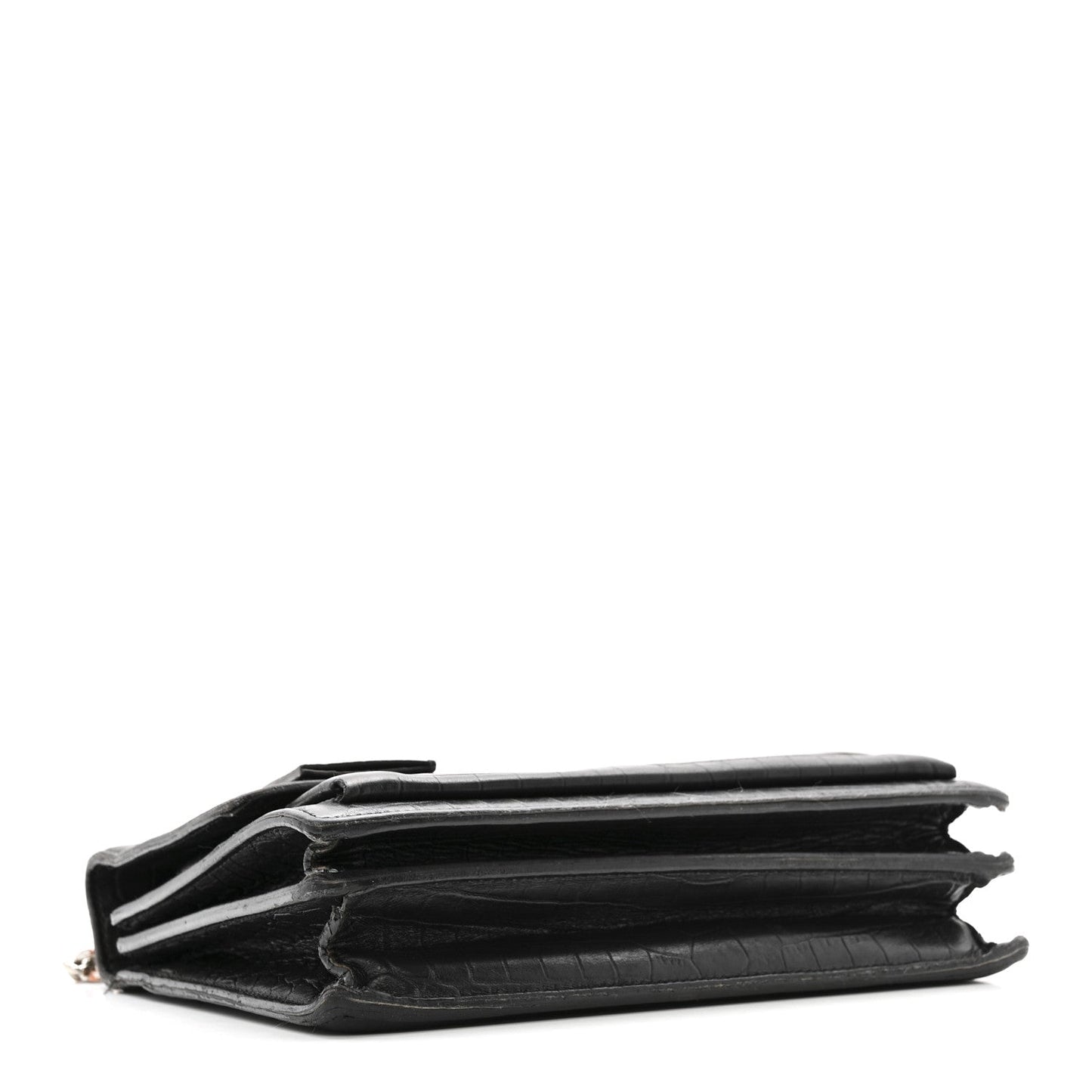 Calfskin Crocodile Embossed Medium Monogram Sunset Black