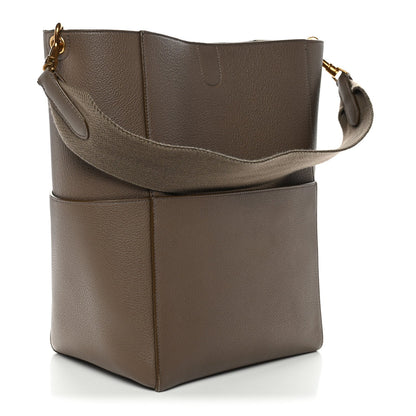Soft Grained Calfskin Sangle Bucket Bag Taupe