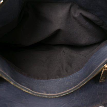 Crinkled Lambskin Mia Tote Blue