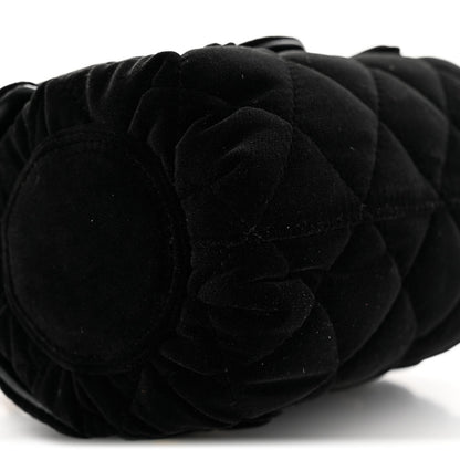 Velvet Quilted Mini Top Handle Flap Black