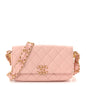 Crumpled Calfskin Quilted Braided CC Mini Flap Light Pink