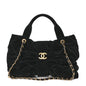 Velvet Effect Nylon Quilted Bow Bag Black