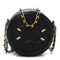 Caviar Quilted Round Filigree Crossbody Black
