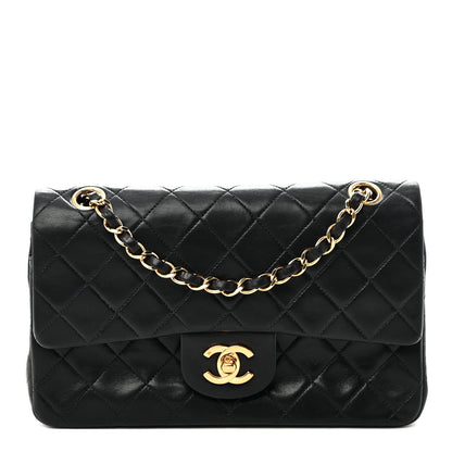 Lambskin Quilted Small Double Flap Black