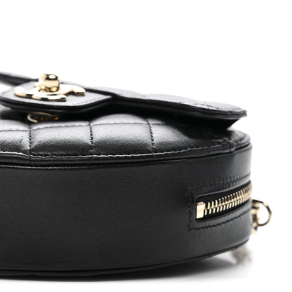 Lambskin Quilted CC In Love Heart Clutch With Chain Black