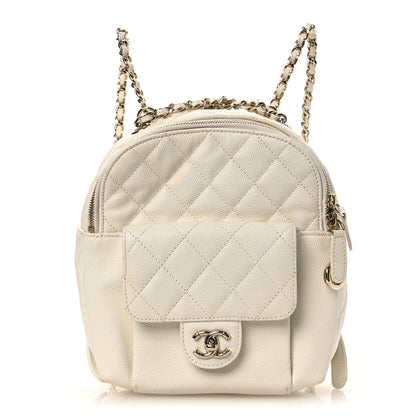 Caviar Quilted Small CC Day Backpack White