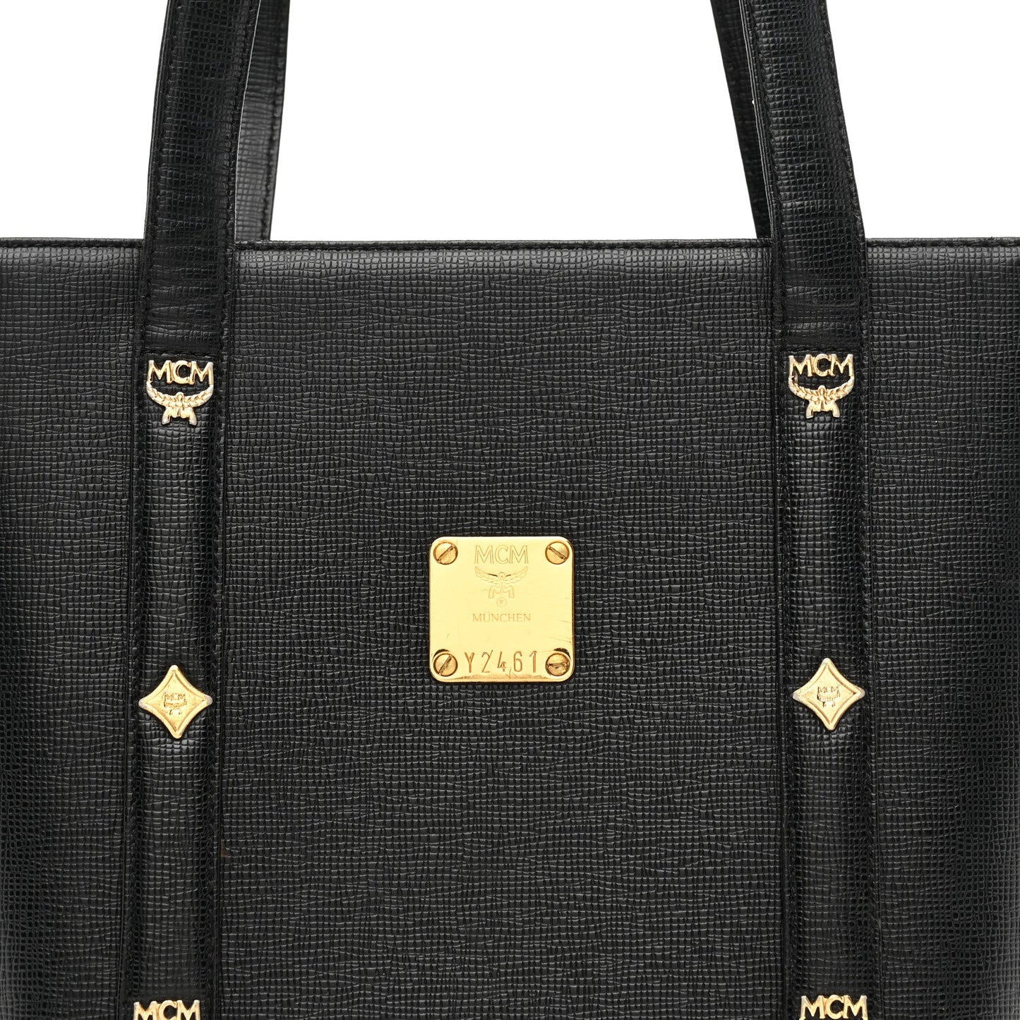 Saffiano Studded Mini Tote Bag Black