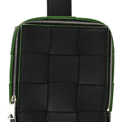 Calfskin Intrecciato Mini Cassette Sling Bag Black Parakeet