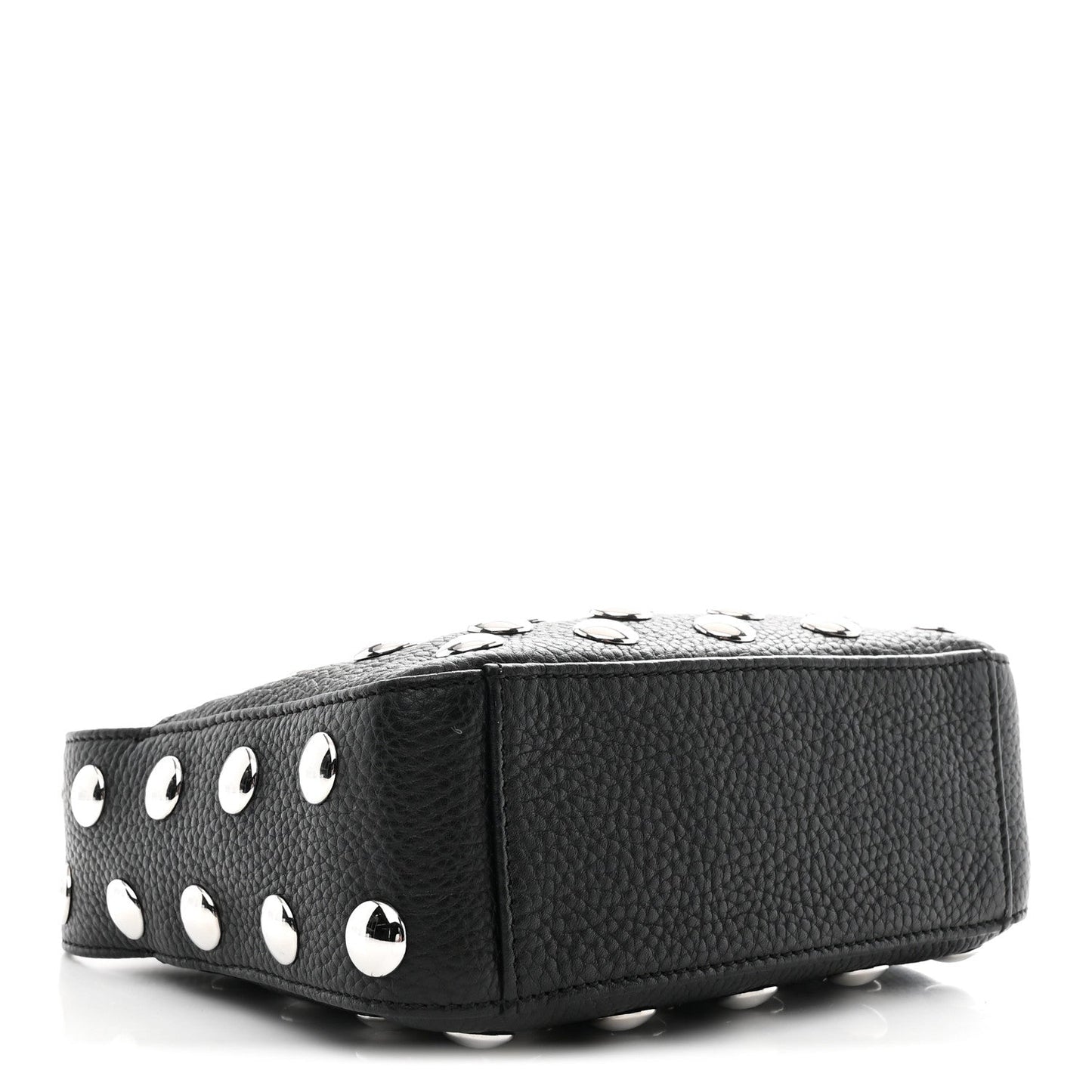 Pebbled Sport Calfskin Studded Small Elena Black
