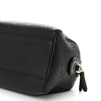 Calfskin GG Emblem Small Top Handle Bag Black