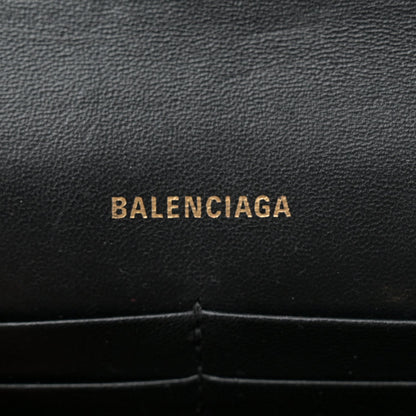Shiny Calfskin Crocodile Embossed Hourglass Chain Bag Black