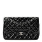 Patent Quilted Jumbo Double Flap Black