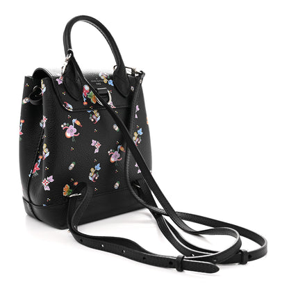 Calfskin Flower Lockme Mini Backpack Black Multicolor