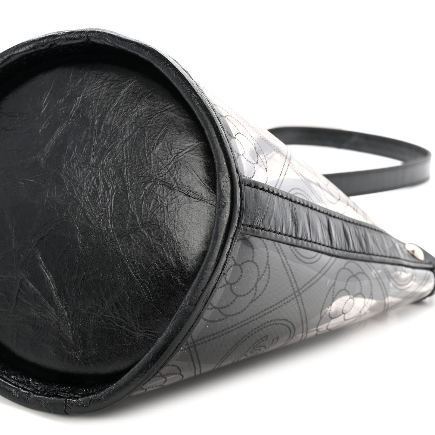 Crumpled Calfskin PVC Bucket Bag Black
