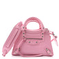 Semi Shiny Calfskin Crocodile Embossed Neo Classic Silver Hardware Mini City Pink