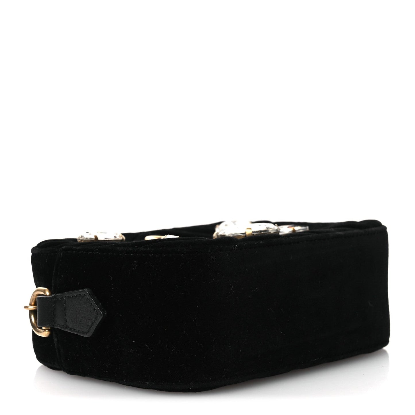 Velvet Matelasse Marquise Crystals Mini GG Marmont Chain Shoulder Bag Black