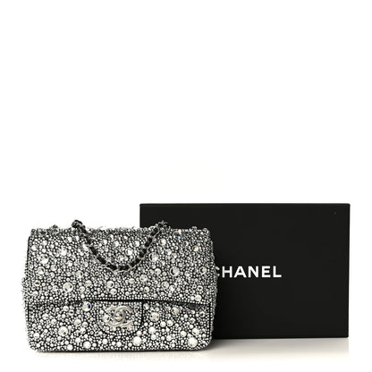 Satin Strass Mini Flap Silvery Black