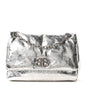Metallized Arena Calfskin MIni Monaco Chain Shoulder Bag Silver