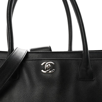 Calfskin Cerf Executive Shopper Tote Black